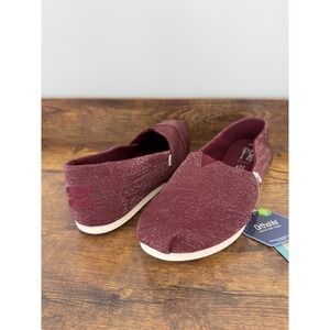 TOMS Alpargata Burgundy Glimmer Slip On Shoes Women 10 10016727 Burgundy Sparkle